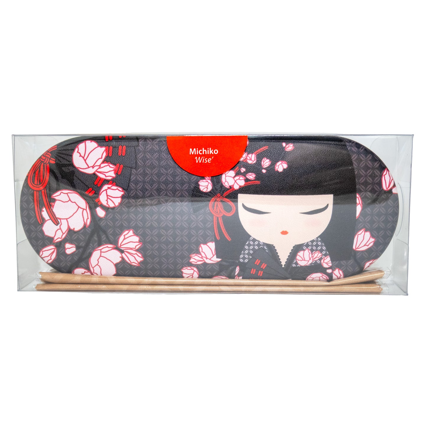KFJP015, Estuche para gafas Kimmidoll (con paño de limpieza) Soporte para gafas Patrón Kokeshi (MICHIKO)