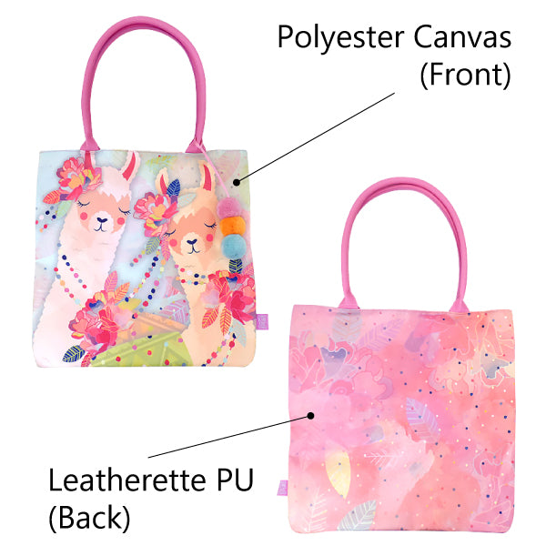 LF039, Sac fourre-tout Llama Love avec pompons 3 couleurs pour femme, conte de fées, fantaisie