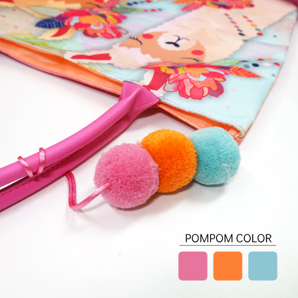 LF039, Sac fourre-tout Llama Love avec pompons 3 couleurs pour femme, conte de fées, fantaisie