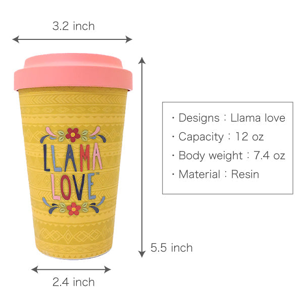Llama Love ラマモチーフのファンシーなタンブラー, LH026