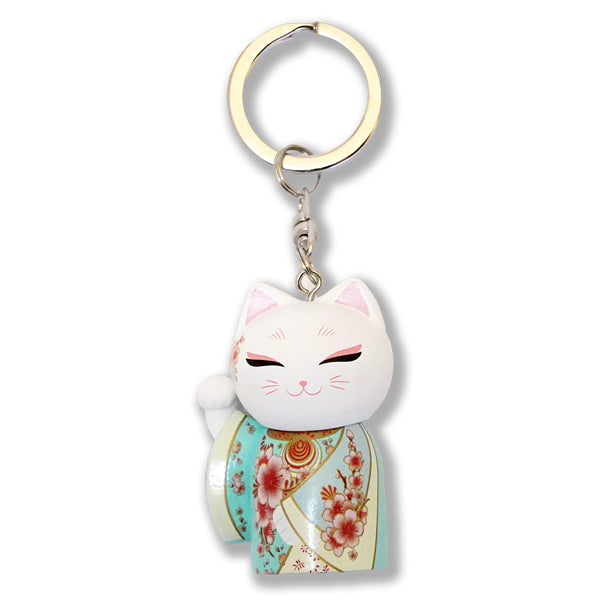 MNK001, Manekineko キーホルダー フィギュア 人形 招き猫 着物 (TAMA)