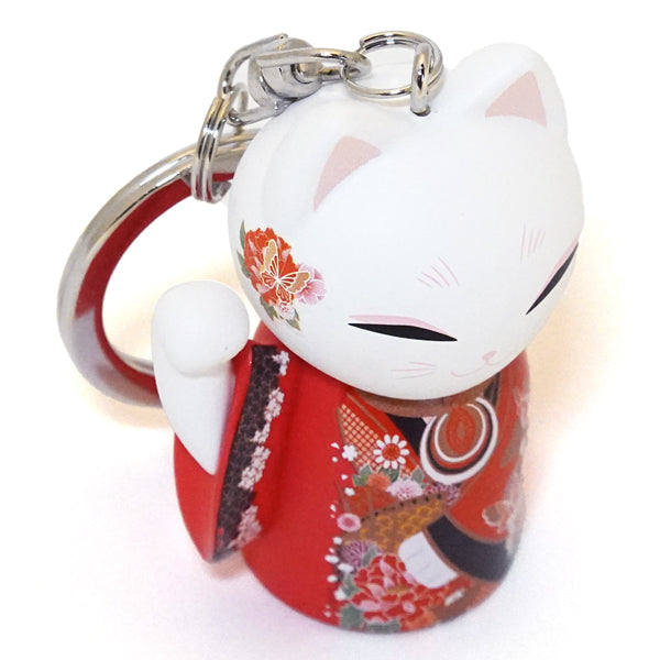 MNK002, Manekineko キーホルダー フィギュア 人形 招き猫 着物 (KICHI)