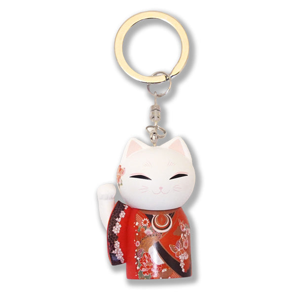 MNK002, Manekineko キーホルダー フィギュア 人形 招き猫 着物 (KICHI)