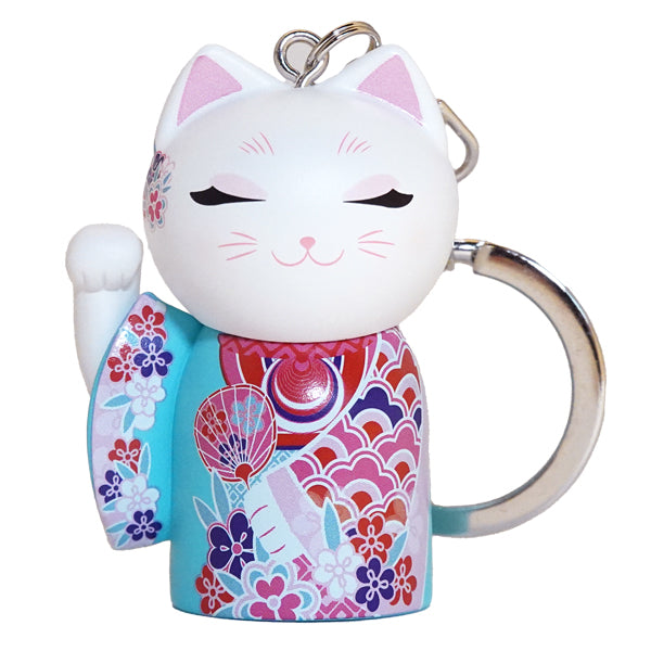 MNK003, Manekineko キーホルダー フィギュア 人形 招き猫 着物 (YUME)