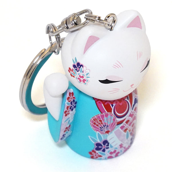 MNK003, Manekineko キーホルダー フィギュア 人形 招き猫 着物 (YUME)