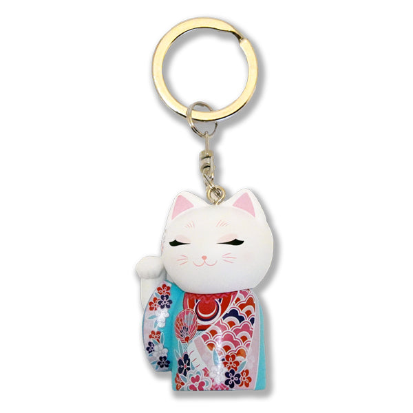 MNK003, Manekineko キーホルダー フィギュア 人形 招き猫 着物 (YUME)