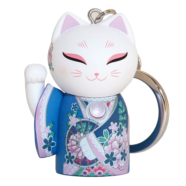 MNK005, Manekineko キーホルダー フィギュア 人形 招き猫 着物 (YUKI)
