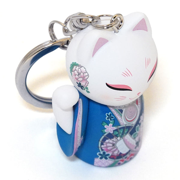 MNK005, Manekineko キーホルダー フィギュア 人形 招き猫 着物 (YUKI)