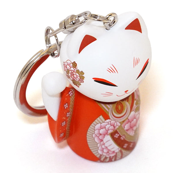MNK006, Manekineko Keychain Figure Doll Lucky Cat Kimono (HARU)