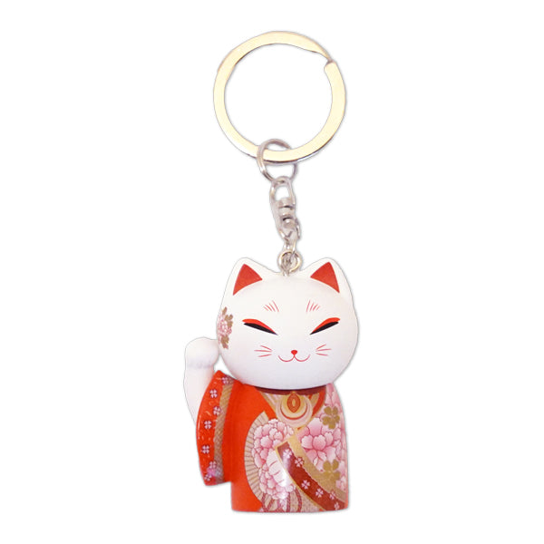 MNK006, Manekineko Keychain Figure Doll Lucky Cat Kimono (HARU)