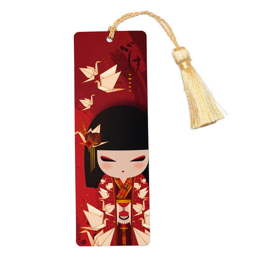 KDBM002F, Kimmidoll Lesezeichen aus Papier mit Quaste, Kokeshi-Design(NOZOMI)