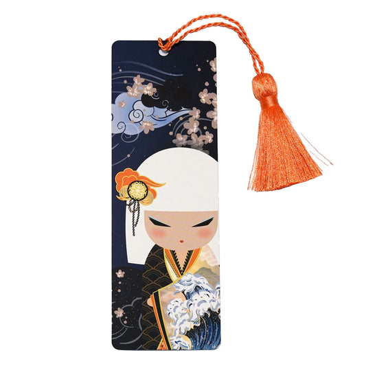 KDBM003F, Kimmidoll Lesezeichen aus Papier mit Quaste, Kokeshi-Design(MINAMI)