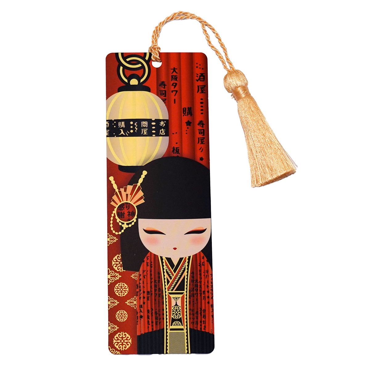 KDBM005F, Kimmidoll ブックマーク しおり 紙製 タッセル付き こけし(YUKINA)