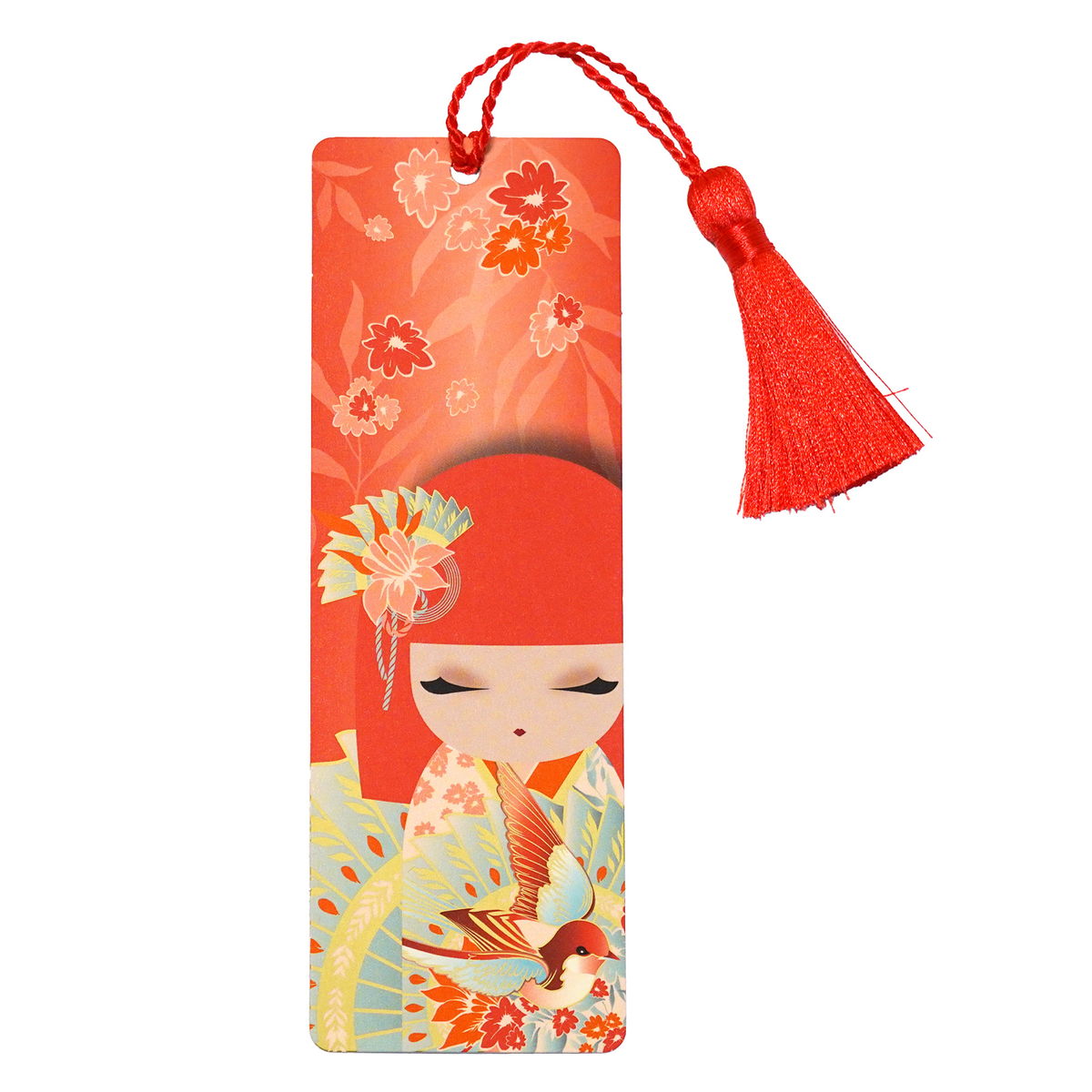 KDBM006F, Kimmidoll ブックマーク しおり 紙製 タッセル付き こけし(HIYORI)