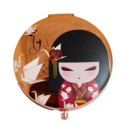 KDCM002F, Kimmidoll Miroir compact avec miroir grossissant, motif Kokeshi(NOZOMI)