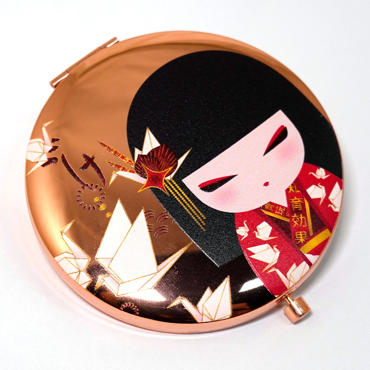KDCM002F, Kimmidoll Miroir compact avec miroir grossissant, motif Kokeshi(NOZOMI)