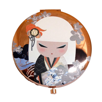 KDCM003F, Kimmidoll コンパクトミラー 手鏡 拡大鏡付き お化粧直し こけし(MINAMI)
