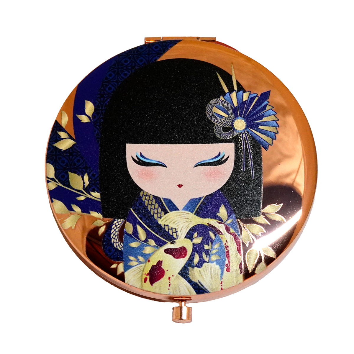 KDCM004F, Kimmidoll コンパクトミラー 手鏡 拡大鏡付き お化粧直し こけし (RIKIYO)