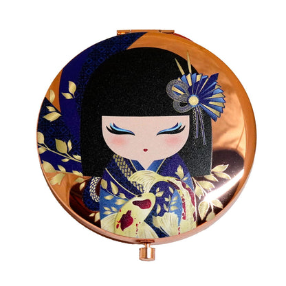 KDCM004F, Kimmidoll コンパクトミラー 手鏡 拡大鏡付き お化粧直し こけし (RIKIYO)