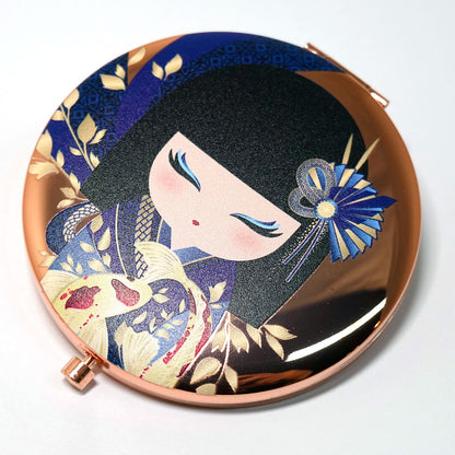 KDCM004F, Kimmidoll コンパクトミラー 手鏡 拡大鏡付き お化粧直し こけし (RIKIYO)