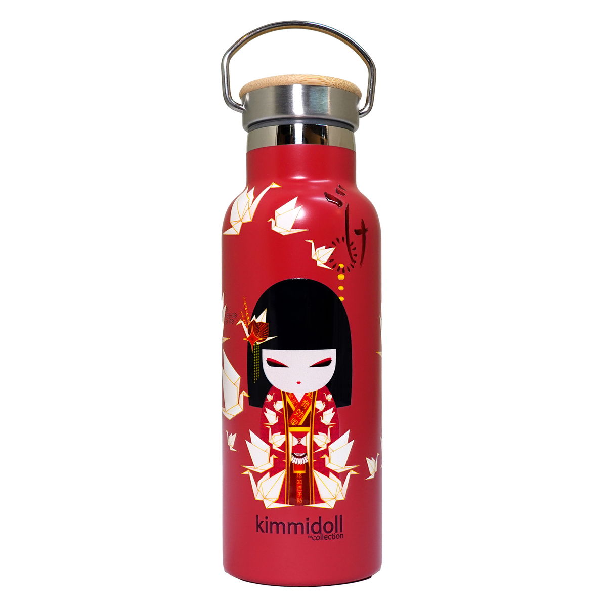 KDDB002F, Kimmidoll Gourde 500 ml en acier inoxydable à double paroi, sans BPA, motif Kokeshi(NOZOMI)
