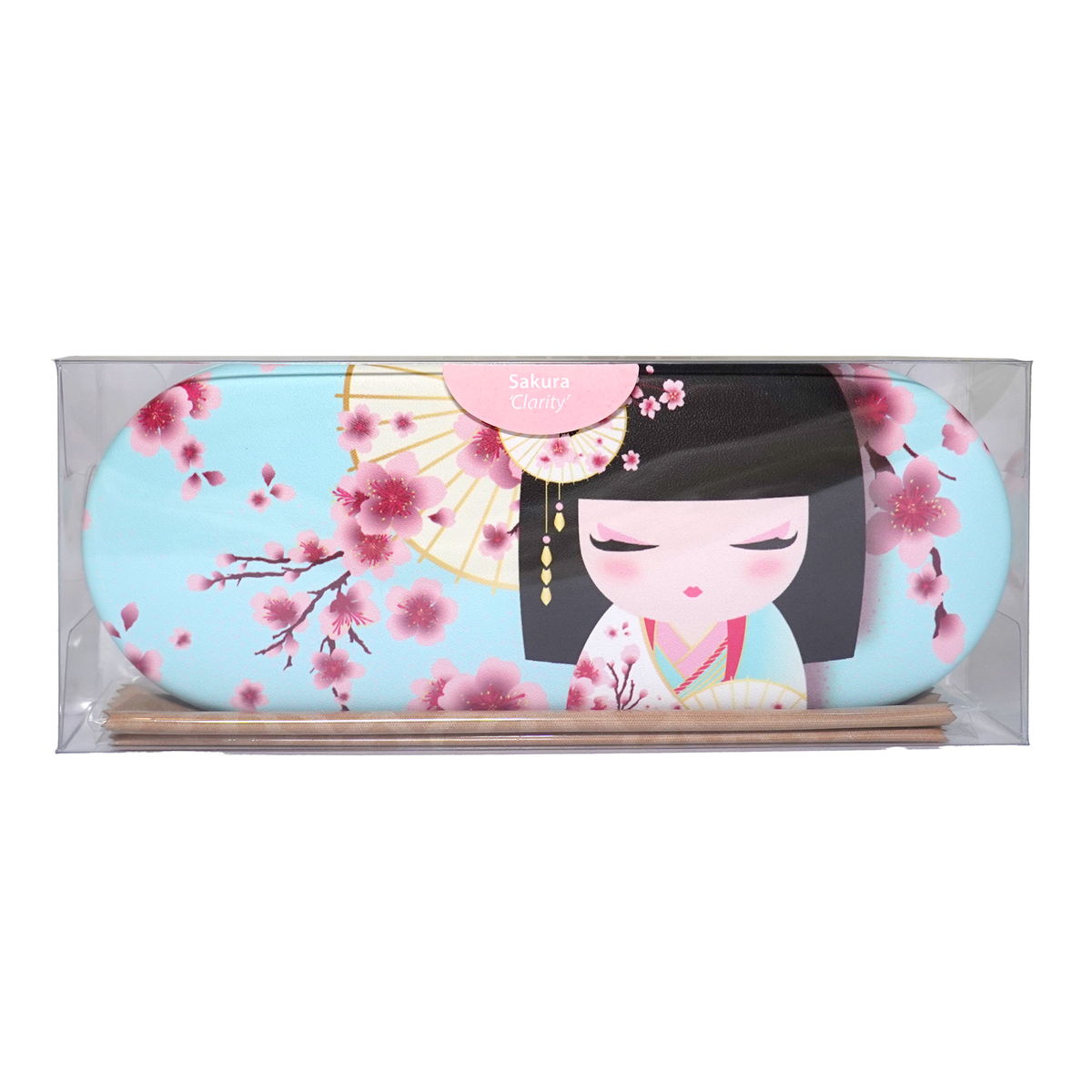 KDGC001, Kimmidoll クリーニングクロス入りメガネケース 眼鏡入れ こけし人形(SAKURA)
