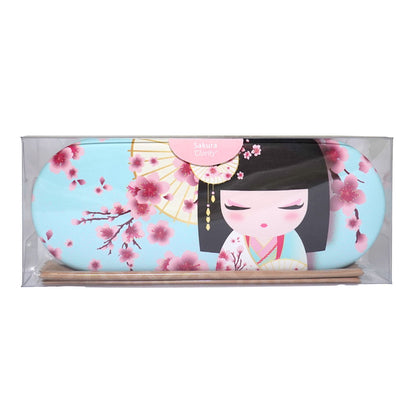 KDGC001, Kimmidoll クリーニングクロス入りメガネケース 眼鏡入れ こけし人形(SAKURA)
