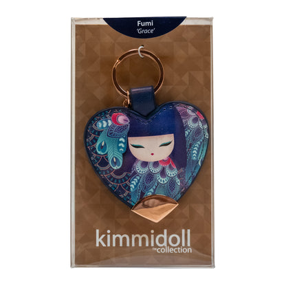KF1059, portachiavi a forma di cuore Kimmidoll, modello bambola Kokeshi (FUMI)