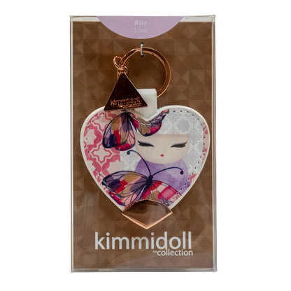 KF1061, portachiavi a forma di cuore Kimmidoll, motivo Kokeshi (ANA)