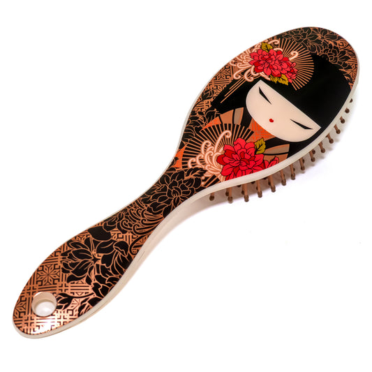 KFJP012, Cepillo y peine Kimmidoll de plástico suave con diseño Kokeshi (TATSUYO)
