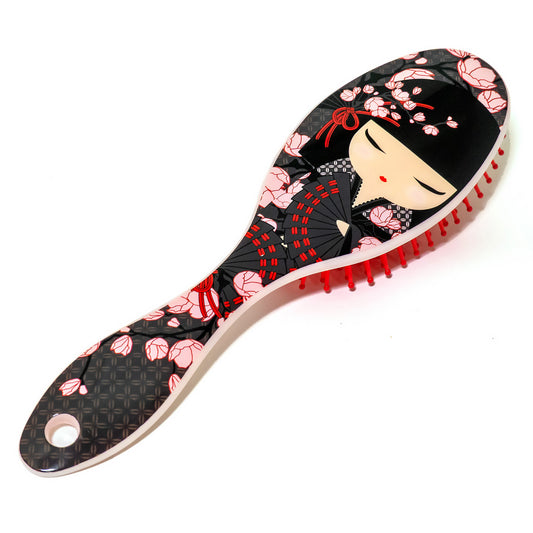 KFJP013, Kimmidoll Hairbrush Comb Soft Plastic Kokeshi Pattern (MICHIKO)