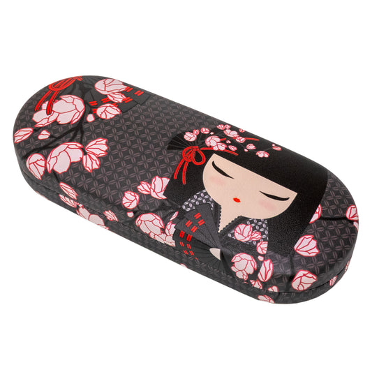 KFJP015, Estuche para gafas Kimmidoll (con paño de limpieza) Soporte para gafas Patrón Kokeshi (MICHIKO)