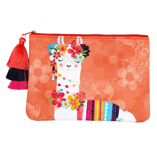 LF019, Llama Love Cosmetic Pouch Bag with 3 Color Tassels for Women, Fairy Tale, Fancy