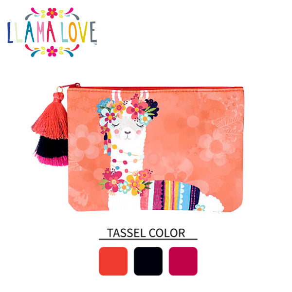 LF019, Llama Love Cosmetic Pouch Bag with 3 Color Tassels for Women, Fairy Tale, Fancy