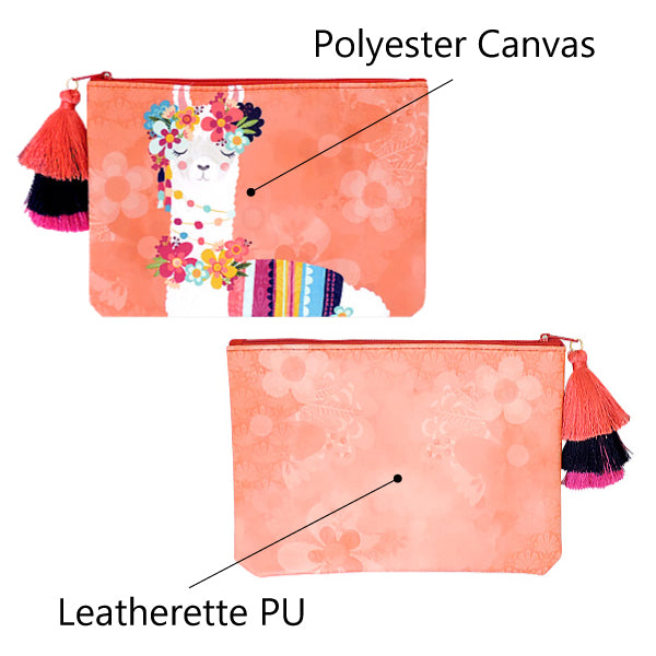 LF019, Llama Love Cosmetic Pouch Bag with 3 Color Tassels for Women, Fairy Tale, Fancy
