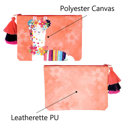 LF019, Llama Love Cosmetic Pouch Bag with 3 Color Tassels for Women, Fairy Tale, Fancy