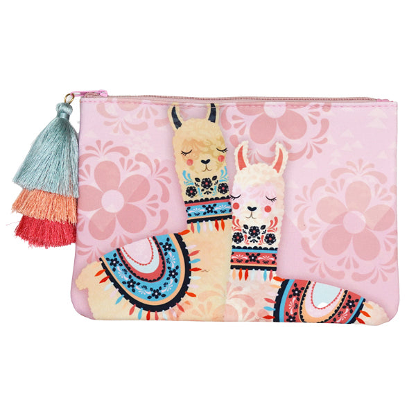 LF020, Llama Love Cosmetic Pouch Bag with 3 Color Tassels for Women, Fairy Tale, Fancy