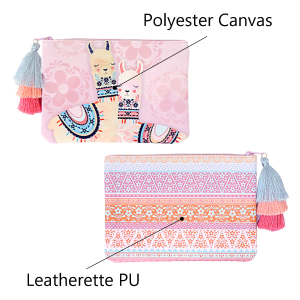 LF020, Llama Love Cosmetic Pouch Bag with 3 Color Tassels for Women, Fairy Tale, Fancy