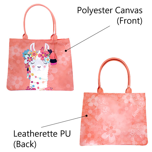LF021, Llama Love Tote Bag with 3 Color Tassels for Women, Fairy Tale, Fancy