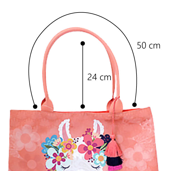 LF021, Llama Love Tote Bag with 3 Color Tassels for Women, Fairy Tale, Fancy