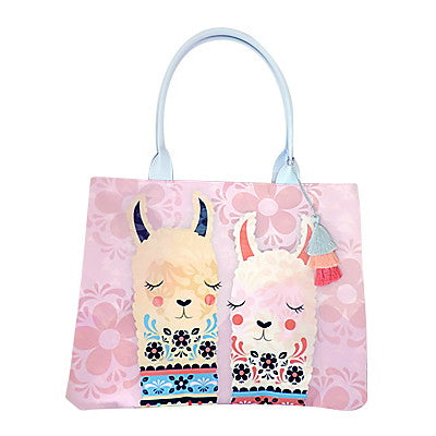 LF022, Llama Love Tote Bag with 3 Color Tassels for Women, Fairy Tale, Fancy