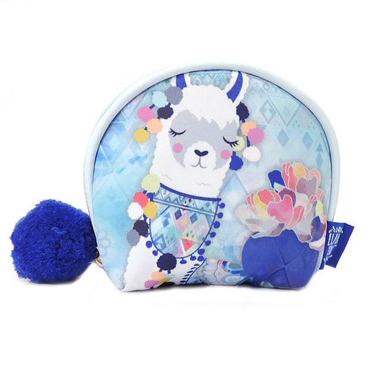 Llama Love ラマモチーフのファンシーなラウンド型ミニコスメポーチ, LF033