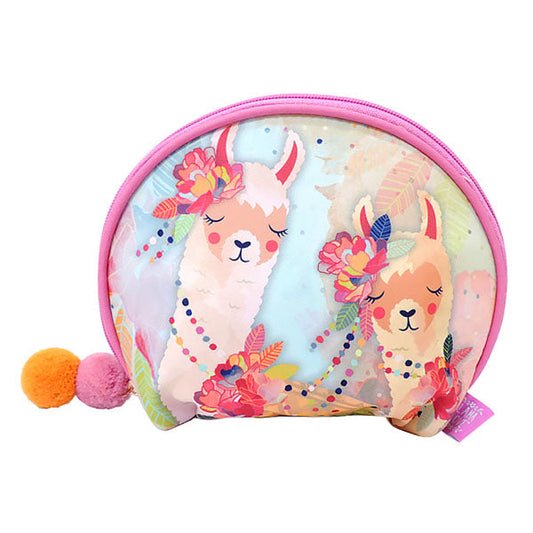 Llama Love ラマモチーフのファンシーな化粧ポーチ, LF036