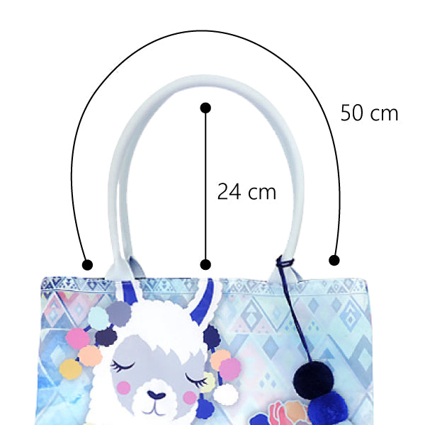 LF040, Llama Love Tote Bag with 3 Color Pompoms for Women, Fairy Tale, Fancy