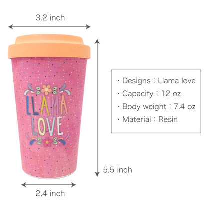 Llama Love ラマモチーフのファンシーなタンブラー, LH023