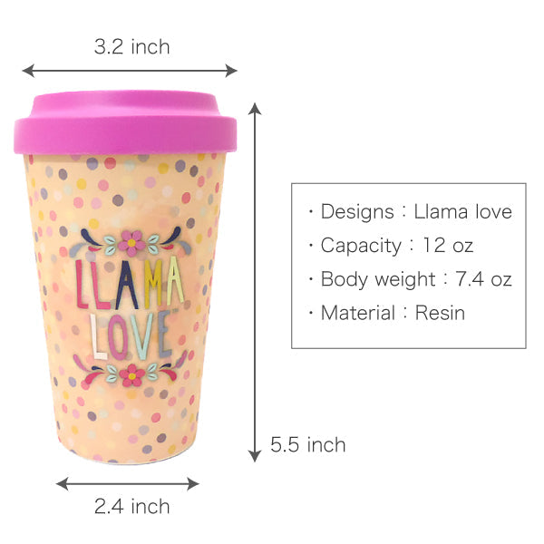 Llama Love ラマモチーフのファンシーなタンブラー, LH024