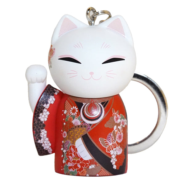 MNK002, Manekineko キーホルダー フィギュア 人形 招き猫 着物 (KICHI)