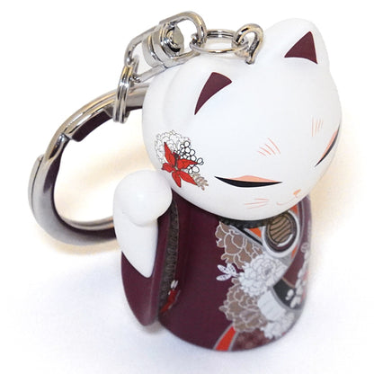 MNK004, Manekineko キーホルダー フィギュア 人形 招き猫 着物 (KANA)