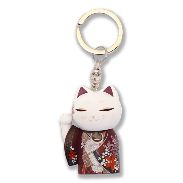 MNK004, Manekineko キーホルダー フィギュア 人形 招き猫 着物 (KANA)