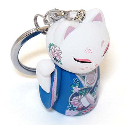 MNK005, Manekineko キーホルダー フィギュア 人形 招き猫 着物 (YUKI)